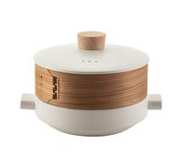 Cocotte en céramique, cocotte en argile double couche avec panier vapeur, marmite en céramique avec couvercle, cocotte japonaise, cocotte ménagère, for la cuisson à la vapeur et la cuisson(2.5L)