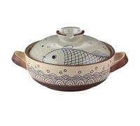 Cocotte en céramique Donabe, marmite japonaise en argile, mijoteuse, marmite à soupe nutritive résistante à la chaleur(1.5L)