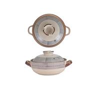 Cocotte en Céramique Japonaise Marmite à Ragoût et Soupe Ustensile de Cuisine Saine avec Couvercle et Double Poignée Va au Four et Cuisson Lente - Grès Résistant(2.5)