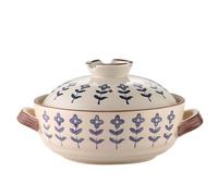 Cocotte en céramique, marmite chinoise en terre cuite avec couvercle, marmite en pierre for riz, ustensile de cuisine compatible avec la cuisinière for soupes, fondues et ragoûts(D 1.5L)