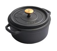 Cocotte en Fonte Émaillée 3,5L - Four 500°F - Toutes Plaques - Cadeau Mariage,Noir