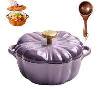 Cocotte en fonte émaillée avec couvercle, casserole en forme de citrouille robuste pour braiser, ragoûts, rôtir, Halloween et Thanksgiving - Cadeau décoratif - Orange