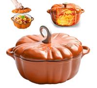 Cocotte En Fonte Émaillée Avec Couvercle, Cocotte À Citrouille, Décoration D'automne Pour Thanksgiving, De 4 Litres, Antiadhésive, Ragoût, 3 5 Portions(Orange-1.85LB)