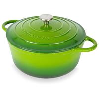 Cocotte en Fonte Émaillée - Casserole Faitout avec Couvercle, Antiadhésif, Marmite pour Induction et Four, 6.1 Liter - Vert - par Nuovva