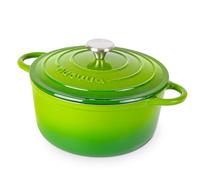 Cocotte en Fonte Émaillée - Casserole Faitout avec Couvercle, Antiadhésif, Marmite pour Induction et Four, 4.7 Liter - Vert - par Nuovva