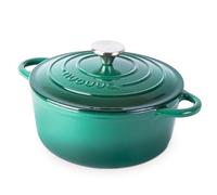 Cocotte en Fonte Émaillée - Casserole Faitout avec Couvercle, Antiadhésif, Marmite pour Induction et Four, 2.9 Liter - Vert Foncé - par Nuovva