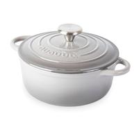 Cocotte en Fonte Émaillée - Casserole Faitout avec Couvercle, Antiadhésif, Marmite pour Induction et Four, 2.1 Liter - Gris - par Nuovva