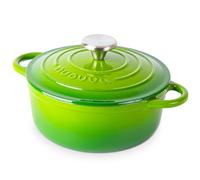 Cocotte en Fonte Émaillée - Casserole Faitout avec Couvercle, Antiadhésif, Marmite pour Induction et Four, 2.1 Liter - Vert - par Nuovva