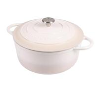 Cocotte en Fonte Émaillée - Casserole Faitout avec Couvercle, Antiadhésif, Marmite pour Induction et Four, 6.1 Liter - Blanc - par Nuovva