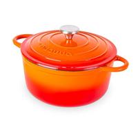 Cocotte en Fonte Émaillée - Casserole Faitout avec Couvercle, Antiadhésif, Marmite pour Induction et Four, 4.7 Liter - Orange - par Nuovva