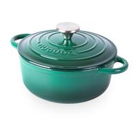 Cocotte en Fonte Émaillée - Casserole Faitout avec Couvercle, Antiadhésif, Marmite pour Induction et Four, 2.1 Liter - Vert Foncé - par Nuovva