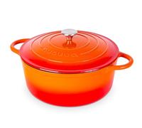Cocotte en Fonte Émaillée - Casserole Faitout avec Couvercle, Antiadhésif, Marmite pour Induction et Four, 6.9 Liter - Orange - par Nuovva