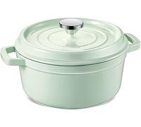 Cocotte en fonte émaillée de 24 cm avec couvercle, antiadhésive, casserole à ragoût et à soupe, violette, polyvalent essentiel de cuisine, casserole en fonte durable