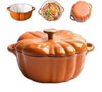 Cocotte En Fonte Émaillée En Forme De Citrouille Avec Couvercle, Cocotte Robuste Et De Grande Capacité, Compatible Avec Différents Types De Feux(1.85L)
