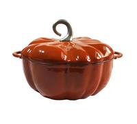 Cocotte en fonte émaillée en forme de citrouille avec couvercle Halloween | Cocotte en forme de citrouille - Pour 3 à 5 personnes - Ustensile de cuisson robuste pour braiser, mijoter(24CM)
