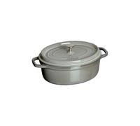 Cocotte en fonte ovale gris graphite 31 cm avec couvercle à bouton laiton