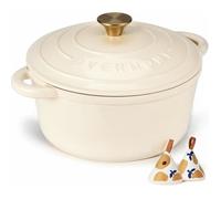 Cocotte en fonte émaillée - OVERMONT - 5,4 l - Couvercle inclus - Compatible induction - Livre de cuisine