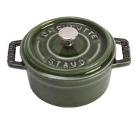 STAUB Mini Cocotte en Fonte Émaillée avec Couvercle, Tous feux dont induction, 1 personne, Ronde, 10 cm, 0,25 L, 1 kg, Vert/Basilic