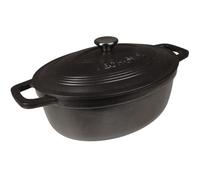 Cocotte en fonte émaillée - VEOHOME - Ovale - 6L - Compatible induction - Noir mat