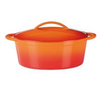 GSW Cocotte en fonte - cocotte de haute qualité avec couvercle, idéale pour mijoter, étuver et rôtir, également pour induction et four - Orange / Rouge, Fonte, 7 litres