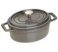 Cocotte en fonte ovale gris graphite 17 cm avec couvercle à bouton laiton