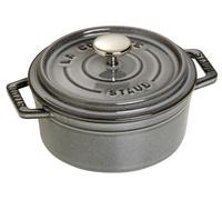 Cocotte en fonte ronde gris graphite 14 cm avec couvercle à bouton laiton