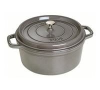 Cocotte en fonte ronde gris graphite 28 cm avec couvercle à bouton laiton