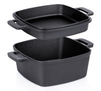 Cocotte en fonte, rôtissoire, poêle à frire, 2 en 1, 25 cm