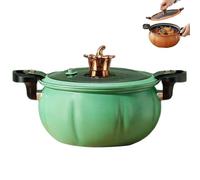 Cocotte en Forme de Citrouille en Fonte Orange avec Valve à Micro-Pression, revêtement en céramique antiadhésif, Passe sur la cuisinière, pour ragoût, Frire et Cuire au Four, 8 l (Vert)