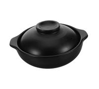 Cocotte en Terre Cuite 600ml en Argile avec Couvercle Noir | Légère et Portable, Nettoyage Facile, Garde les Plats Chauds, Design Classique pour Repas Familiaux