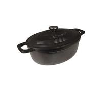 Cocotte Fonte Emaillée Noir 6L ovale, Faitout Ultra Résistant,Marmite Compatible Induction/Gaz/Four, Cuisson Homogène, Saveurs Authentiques,