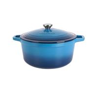 Cocotte Fonte Émaillée ronde VeoHome Bleue 6L Ø28cm, Faitout Ultra Résistant,Marmite Compatible Induction-Gaz-Four