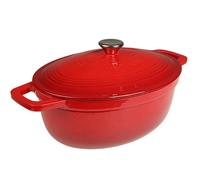 Cocotte Fonte Émaillée VeoHome Rouge 6L ovale, Faitout Ultra Résistant,Marmite Compatible Induction/Gaz/Four, Cuisson Homogène, Saveurs Authentiques, Couvercle Relief