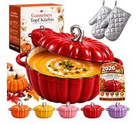 Cocotte Fonte Forme Citrouille, Marmite Citrouille Induction en Fonte Émaillée, Tous Feux et Four, Cuisson Homogène, Couvercle Ajusté pour Mijotés, Soupes, Ragoûts, Halloween et Automne，04-1700ML