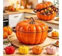 Cocotte Fonte Forme Citrouille,Marmite Citrouille Induction Halloween，A-M | Cocotte Fonte Émaillée Halloween,CréAtive Cocottes En Fontes éMailléE Forme De,Pour Soupes,RagoûTs Et Plats Mijotés