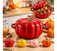 Cocotte Fonte Forme Citrouille,Marmite Citrouille Induction Halloween，C-L | Cocotte Fonte Émaillée Halloween,CréAtive Cocottes En Fontes éMailléE Forme De,Pour Soupes,RagoûTs Et Plats Mijotés