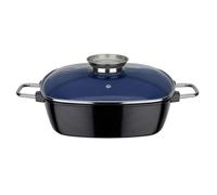 GSW Rôtissoire carrée Ceramica - rôtissoire avec Couvercle, idéale pour mijoter, étuver et rôtir, également pour Induction et Four - Bleu, Fonte d'aluminium, 5 litres