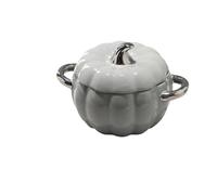 Cocotte Marmite à ragoût en céramique avec couvercle et Double poignée, Pot de cuisine multifonctionnel citrouille, bol soupe, ustensiles(Light Gray)