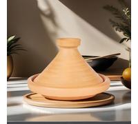 Cocotte marocaine pour la cuisson - Cocotte non émaillée Aladin - Diamètre : 35 cm - Pour 6 à 8 personnes - Avec recettes et instructions (français non garanti) - Maroc original fabriqué à la main