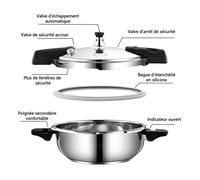 Cocotte minute 3L - Cocotte min inoxydable - Antidéflagrant - 24cm diamètre -Convient cuisinières à gaz,plaques à induction,etc