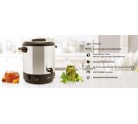 Cocotte-minute ETA Granny Article n° : ETA112790000 Cocotte-minute en acier inoxydable avec minuterie et température réglable, convient aussi comme autocuiseur avec bec verseur