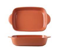 Cocotte Moule à pâtisserie rectangulaire en céramique double poignée, usage domestique, four, micro-ondes, steak, riz cuit au Cuisine(Red,Moyen)