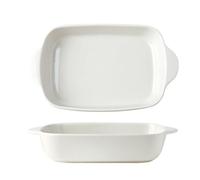Cocotte Moule à pâtisserie rectangulaire en céramique double poignée, usage domestique, four, micro-ondes, steak, riz cuit au Cuisine(Blanc,Moyen)