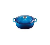 Le Creuset, Cocotte Signature en Fonte Émaillée avec Couvercle, Ø 31cm, Ovale, Compatible avec Toutes Sources de Chaleur (Induction Incluse), Capacité : 6.3 L, 5.705 kg, Azure, 21178312202430