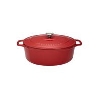 Cocotte ovale 29 cm chasseur rouge uni interieur sable fonte émaillée 37.00x23.