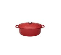 Cocotte ovale 29 cm chasseur rouge uni interieur sable fonte émaillée 37.00x23.