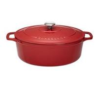 Cocotte ovale 31 cm chasseur rouge uni interieur sable fonte émaillée 39.00x25.