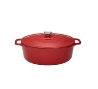 Cocotte ovale 31 cm chasseur rouge uni interieur sable fonte émaillée 39x24.5 c