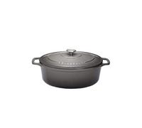 Cocotte ovale 31 cm gris caviar interieur noir - Chasseur - Gris - Fonte émaillée
