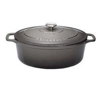 Cocotte ovale 33 cm chasseur gris caviar intérieur noir - Chasseur - Gris - Fonte émaillée Gris G